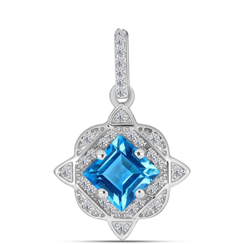 Colgante de Plata con Topacio Azul Suizo y Topacio Blanco 1 