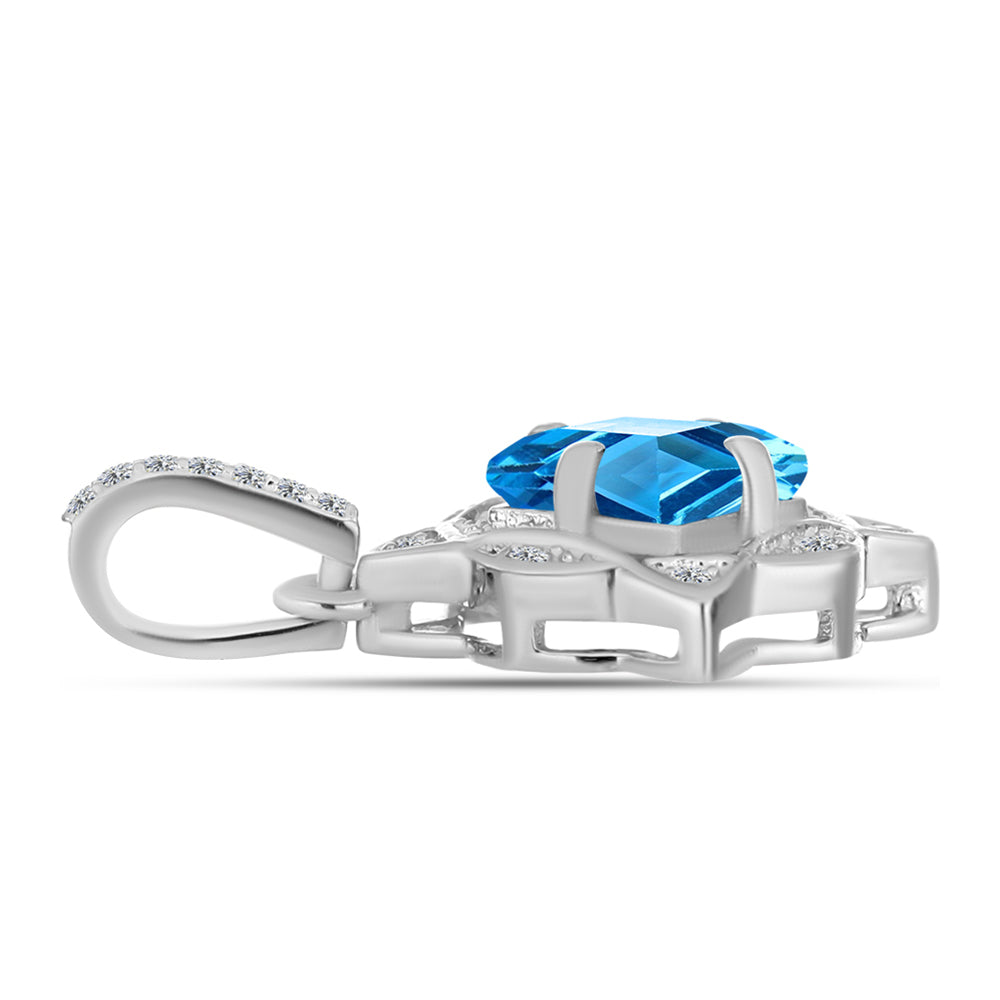 Colgante de Plata con Topacio Azul Suizo y Topacio Blanco 2 