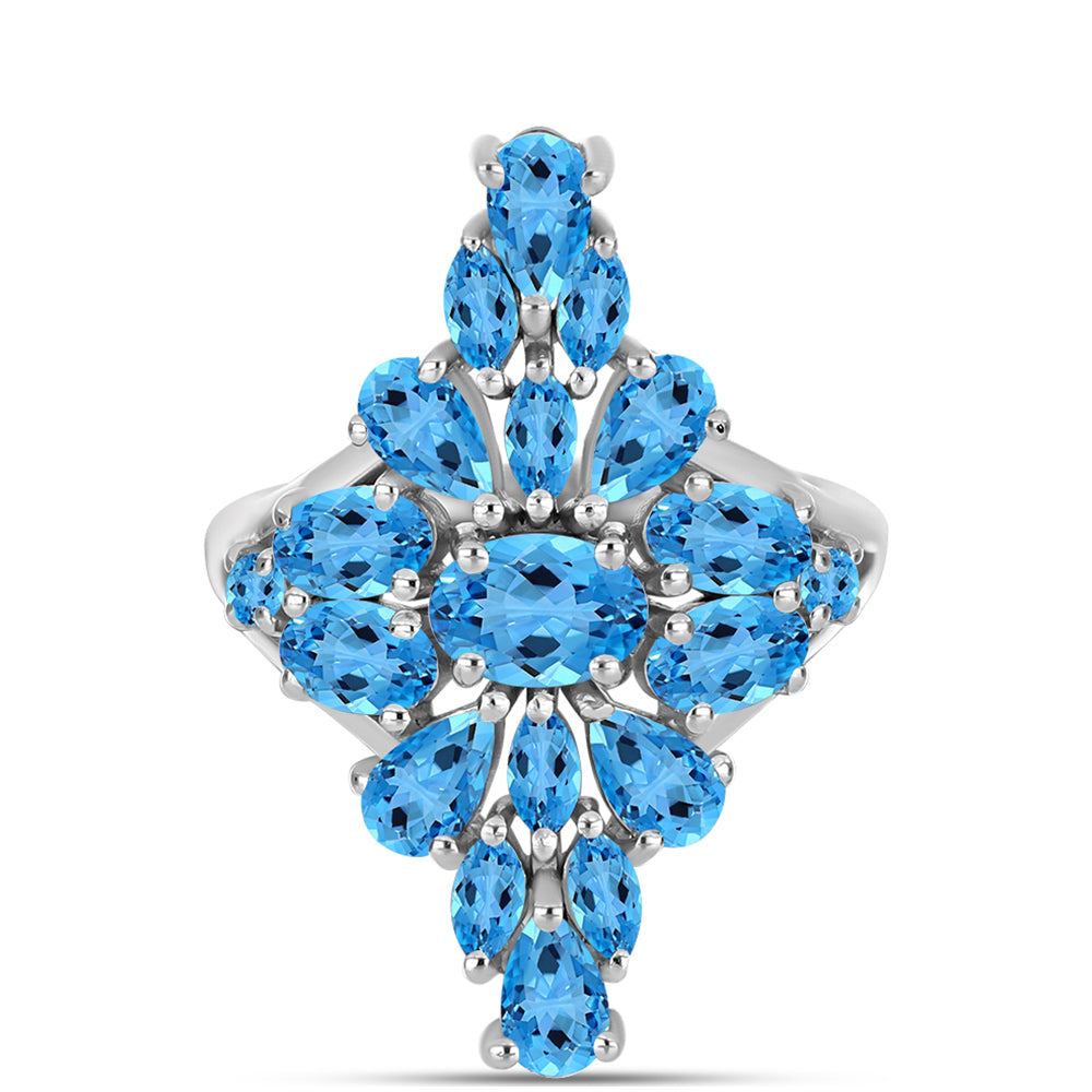 Anillo de Plata con Topacio Azul Suizo