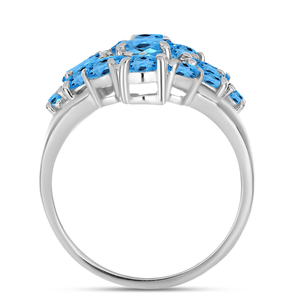 Anillo de Plata con Topacio Azul Suizo