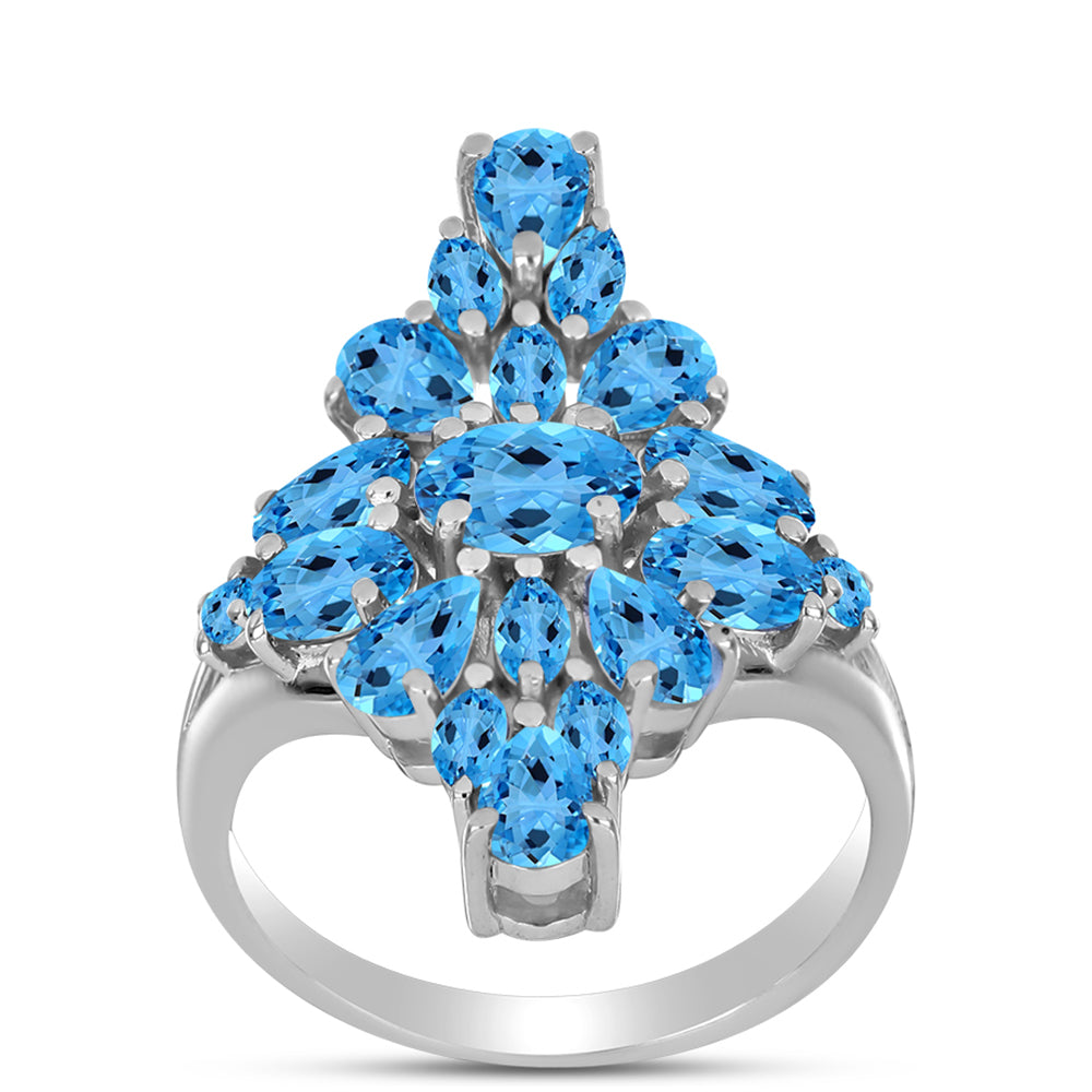 Anillo de Plata con Topacio Azul Suizo 3 