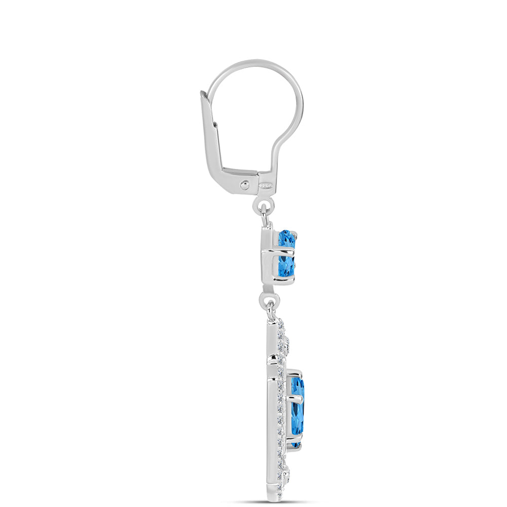 Pendientes de Plata con Topacio Azul Suizo y Topacio Blanco 2 