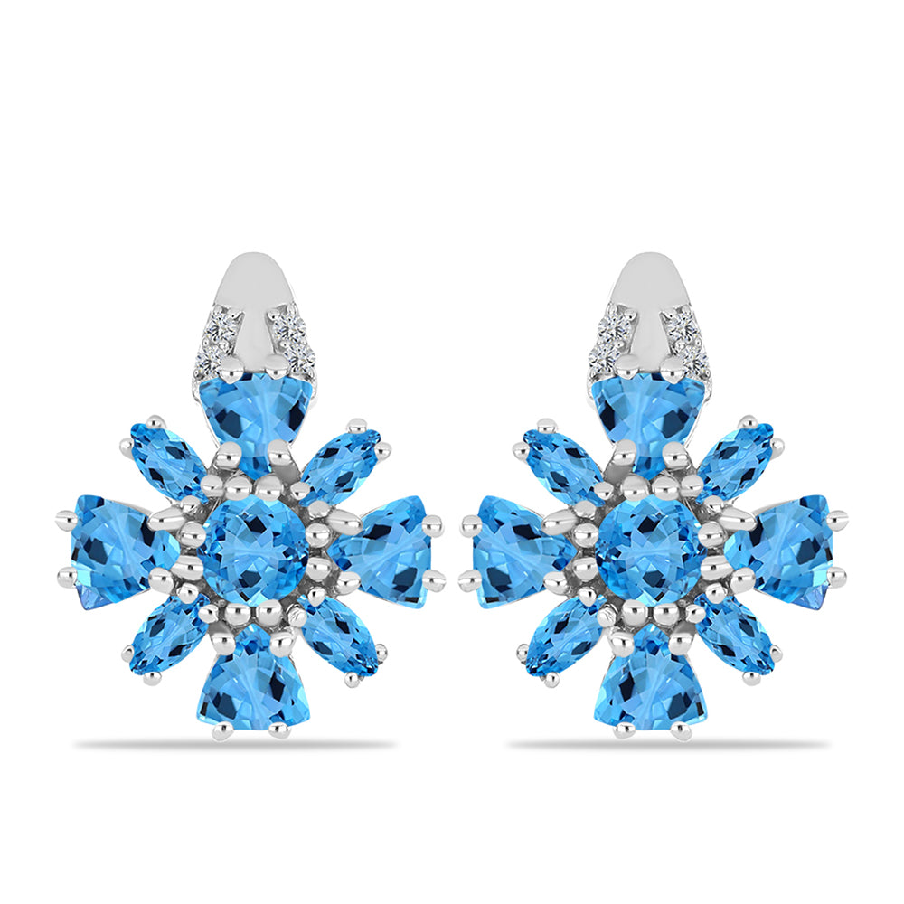 Pendientes de Plata con Topacio Azul Suizo y Topacio Blanco 1 