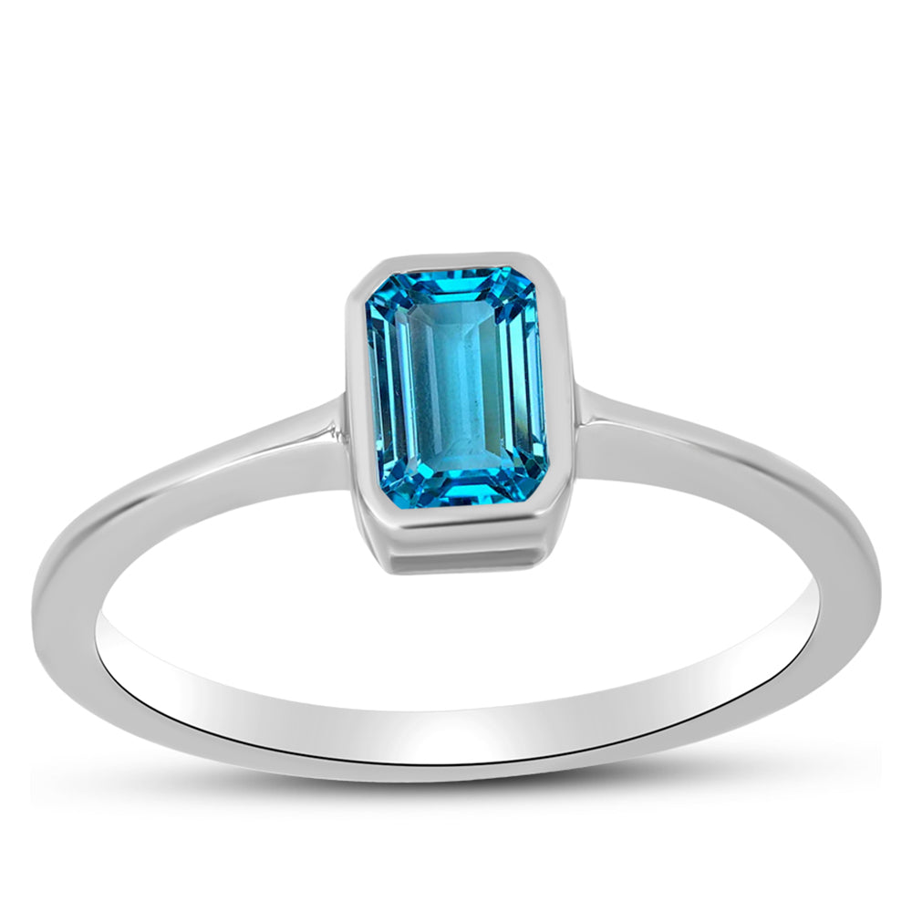Anillo de Plata con Topacio Azul Suizo 3 