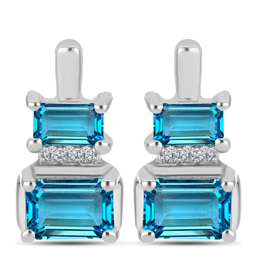 Pendientes de Plata con Topacio Azul Suizo y Topacio Blanco 1 