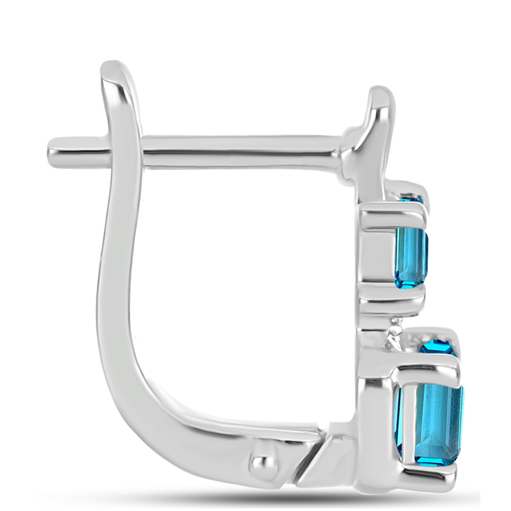 Pendientes de Plata con Topacio Azul Suizo y Topacio Blanco 2 