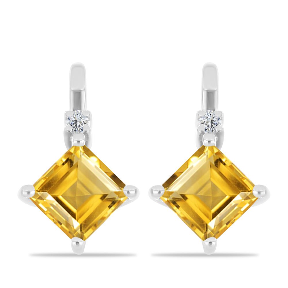Pendientes de Plata con Citrino de los Montes Urales y Topacio Blanco