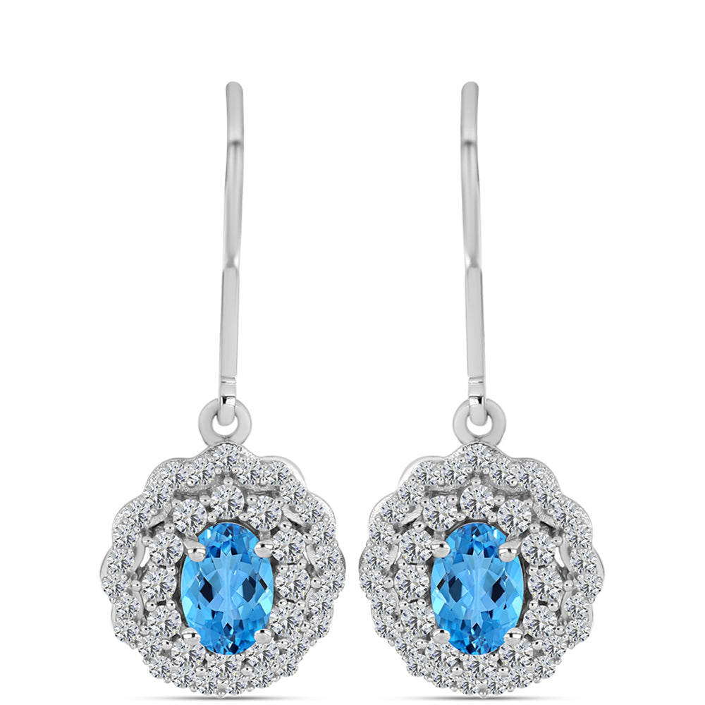 Pendientes de Plata con Topacio Azul Suizo y Topacio Blanco 1 