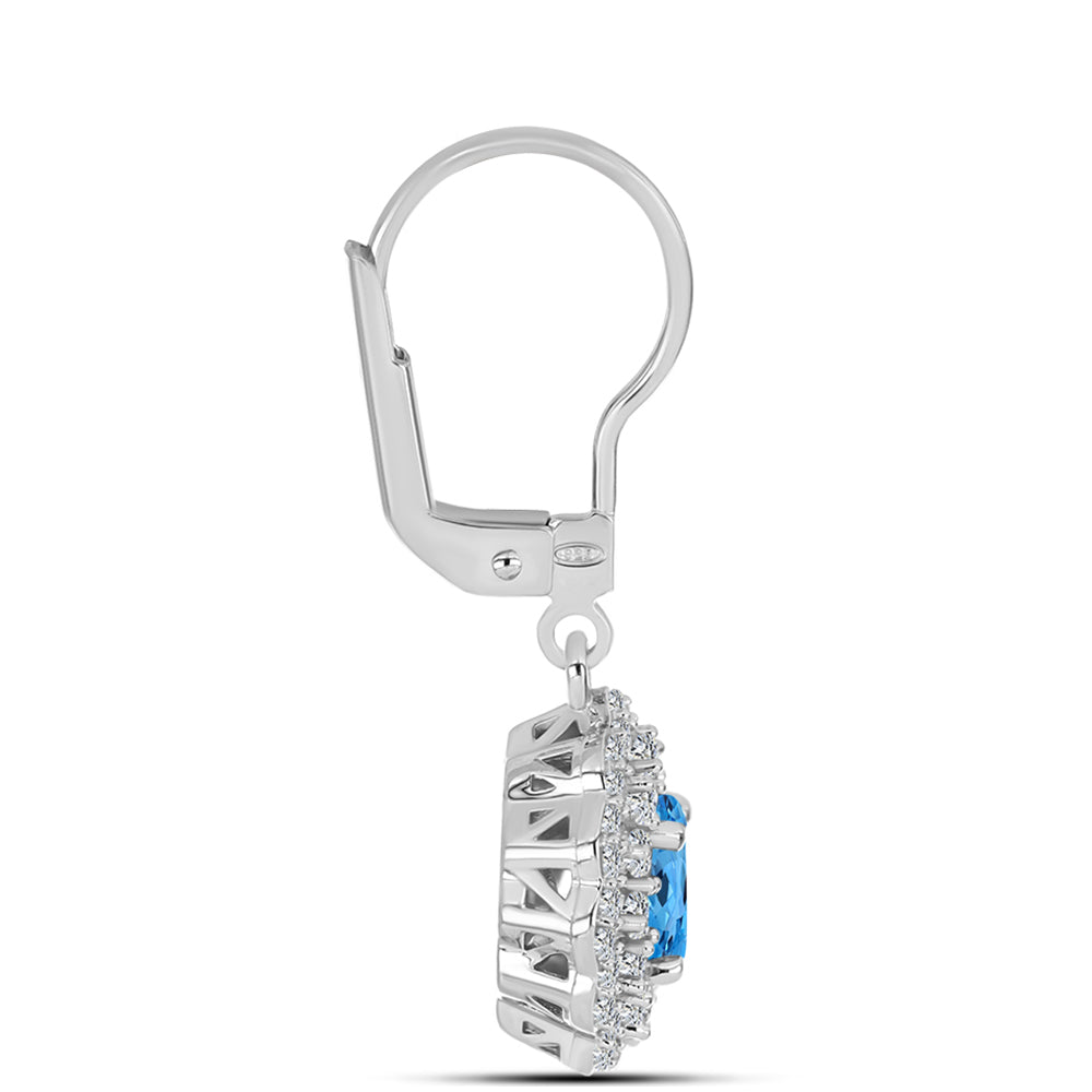 Pendientes de Plata con Topacio Azul Suizo y Topacio Blanco 2 