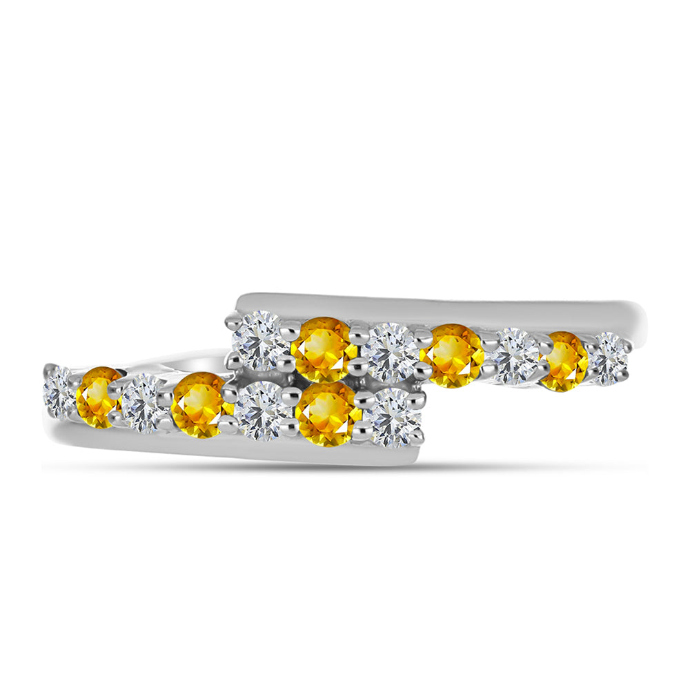 Anillo de Plata con Citrino de los Montes Urales y Topacio Blanco 1 