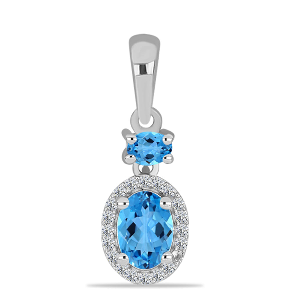 Colgante de Plata con Topacio Azul Suizo y Topacio Blanco 1 