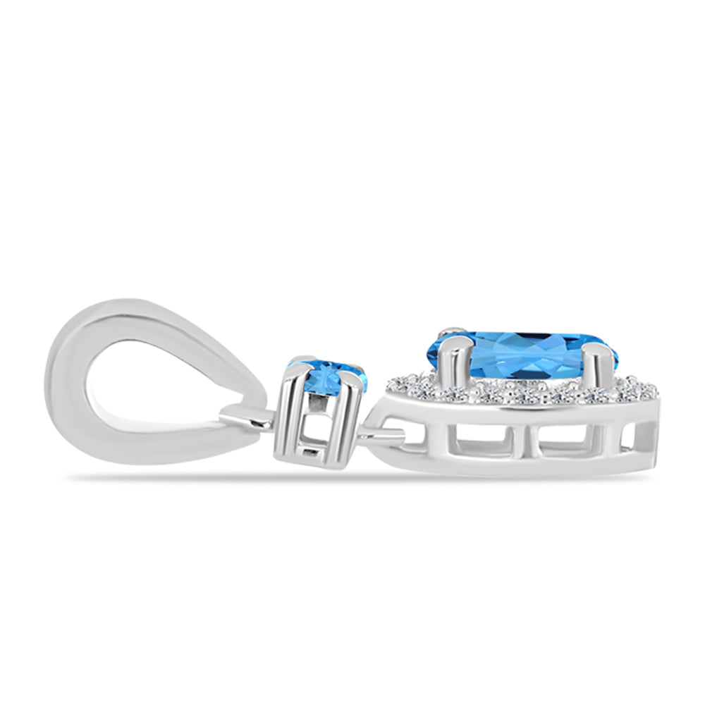 Colgante de Plata con Topacio Azul Suizo y Topacio Blanco 2 
