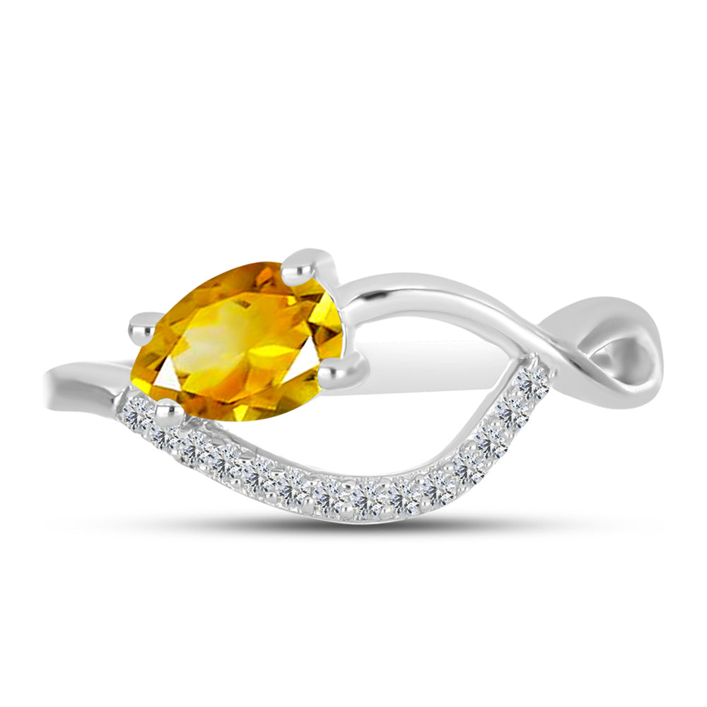 Anillo de Plata con Citrino de los Montes Urales y Topacio Blanco 1 