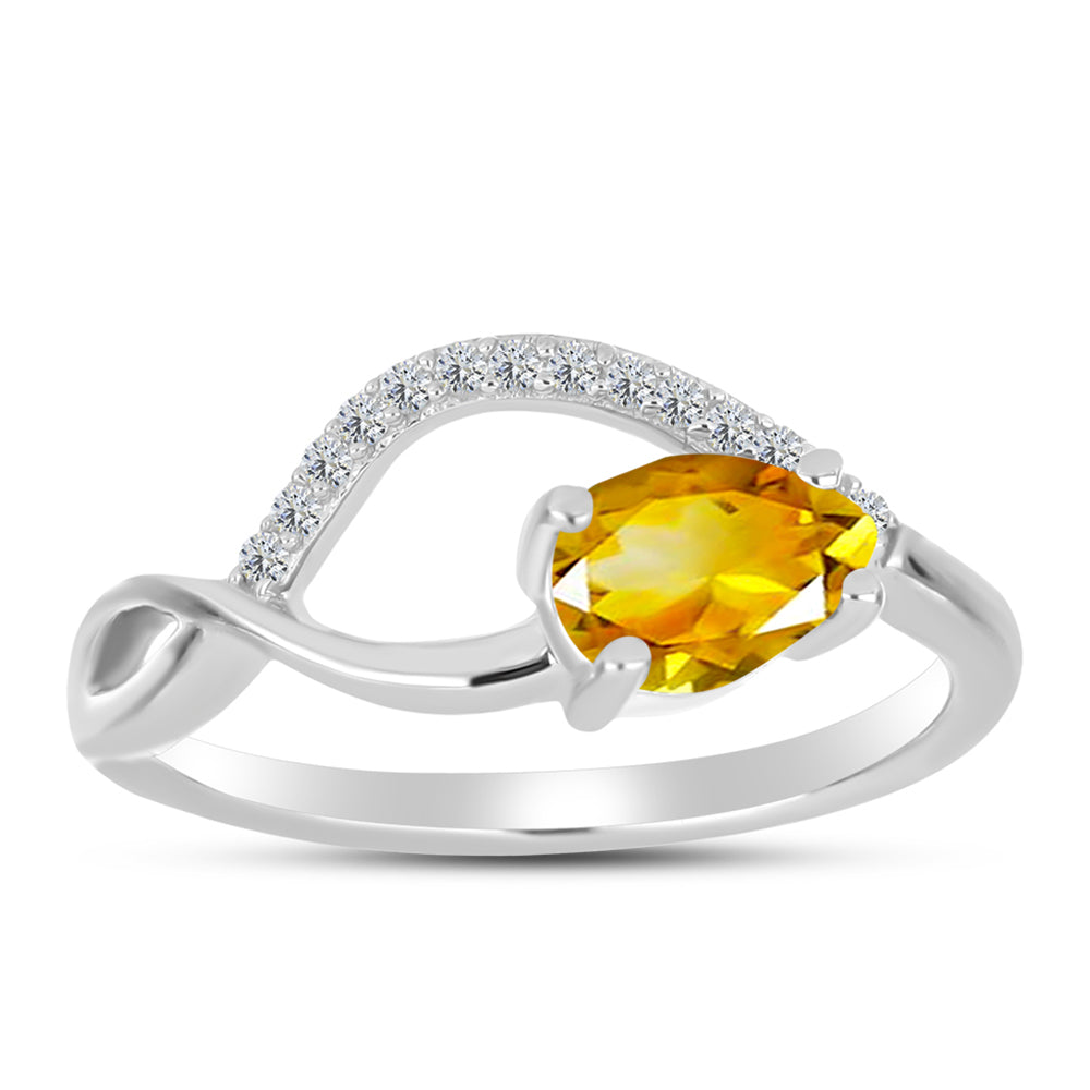 Anillo de Plata con Citrino de los Montes Urales y Topacio Blanco 3 