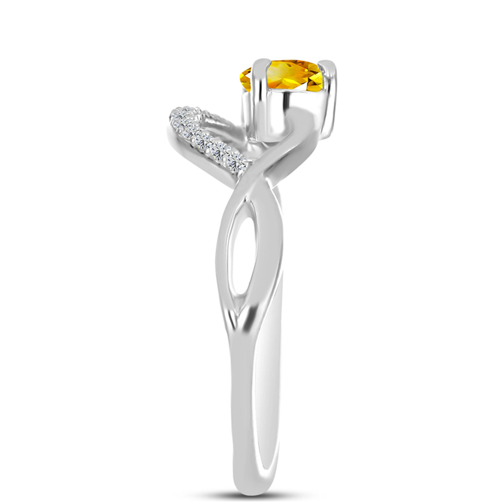 Anillo de Plata con Citrino de los Montes Urales y Topacio Blanco 4 