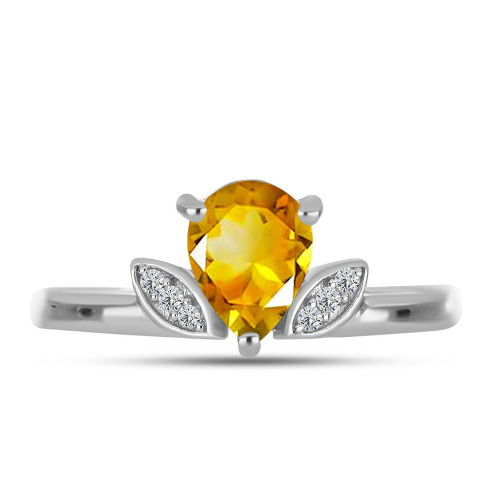 Anillo de Plata con Citrino de los Montes Urales y Topacio Blanco 1 