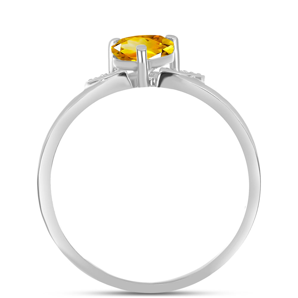 Anillo de Plata con Citrino de los Montes Urales y Topacio Blanco