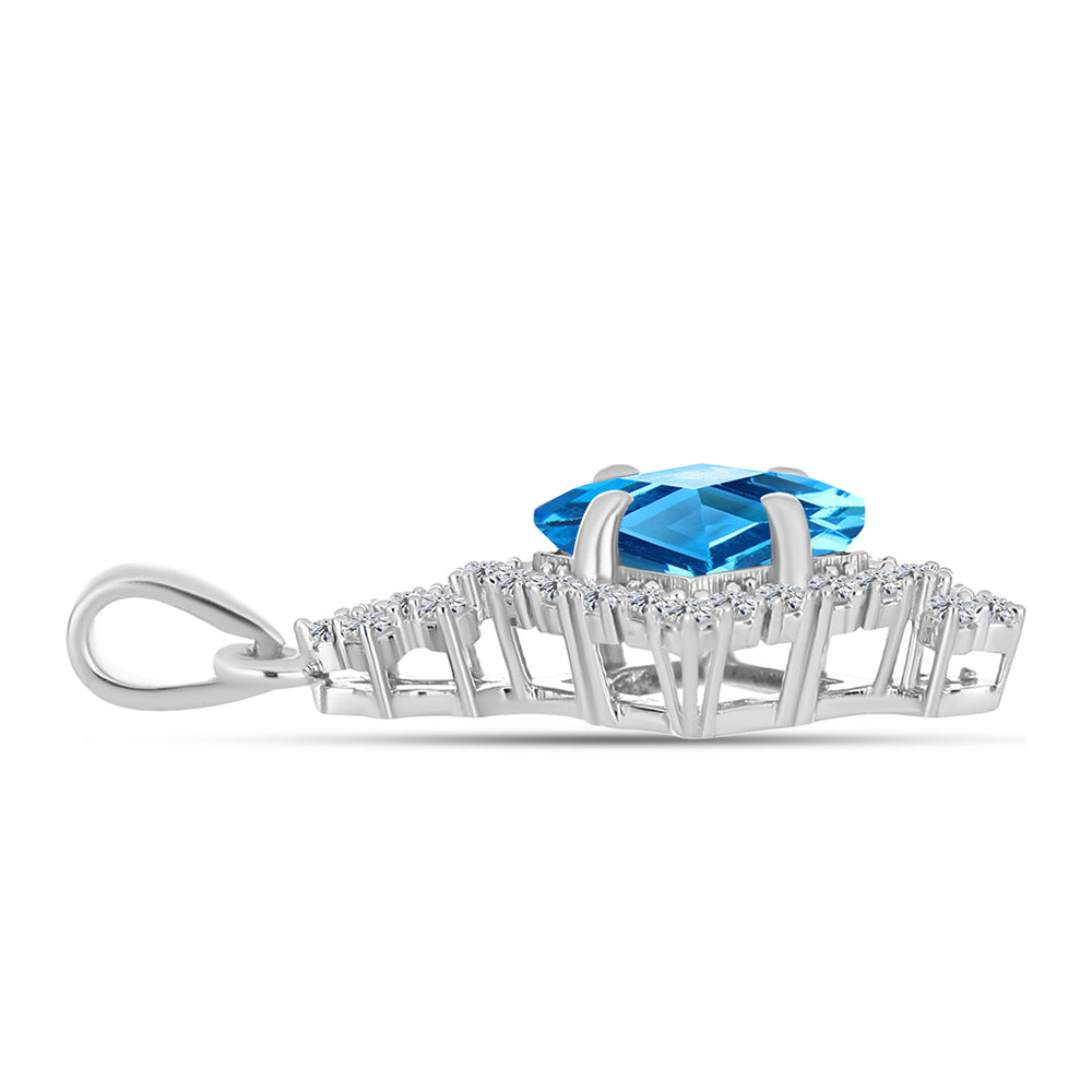 Colgante de Plata con Topacio Azul Suizo y Topacio Blanco 2 