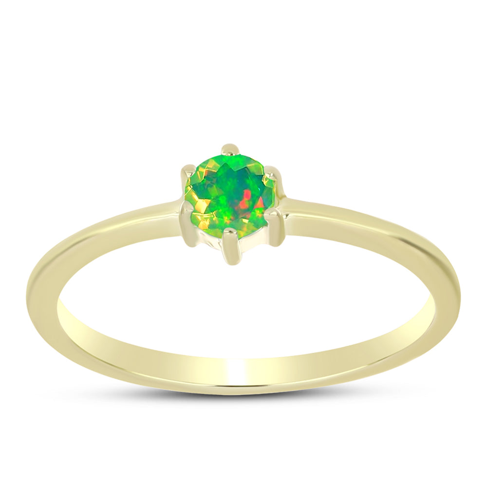 Anillo de Plata Bañada en Oro con Ópalo Verde Etíope de Lega Dembi 3 