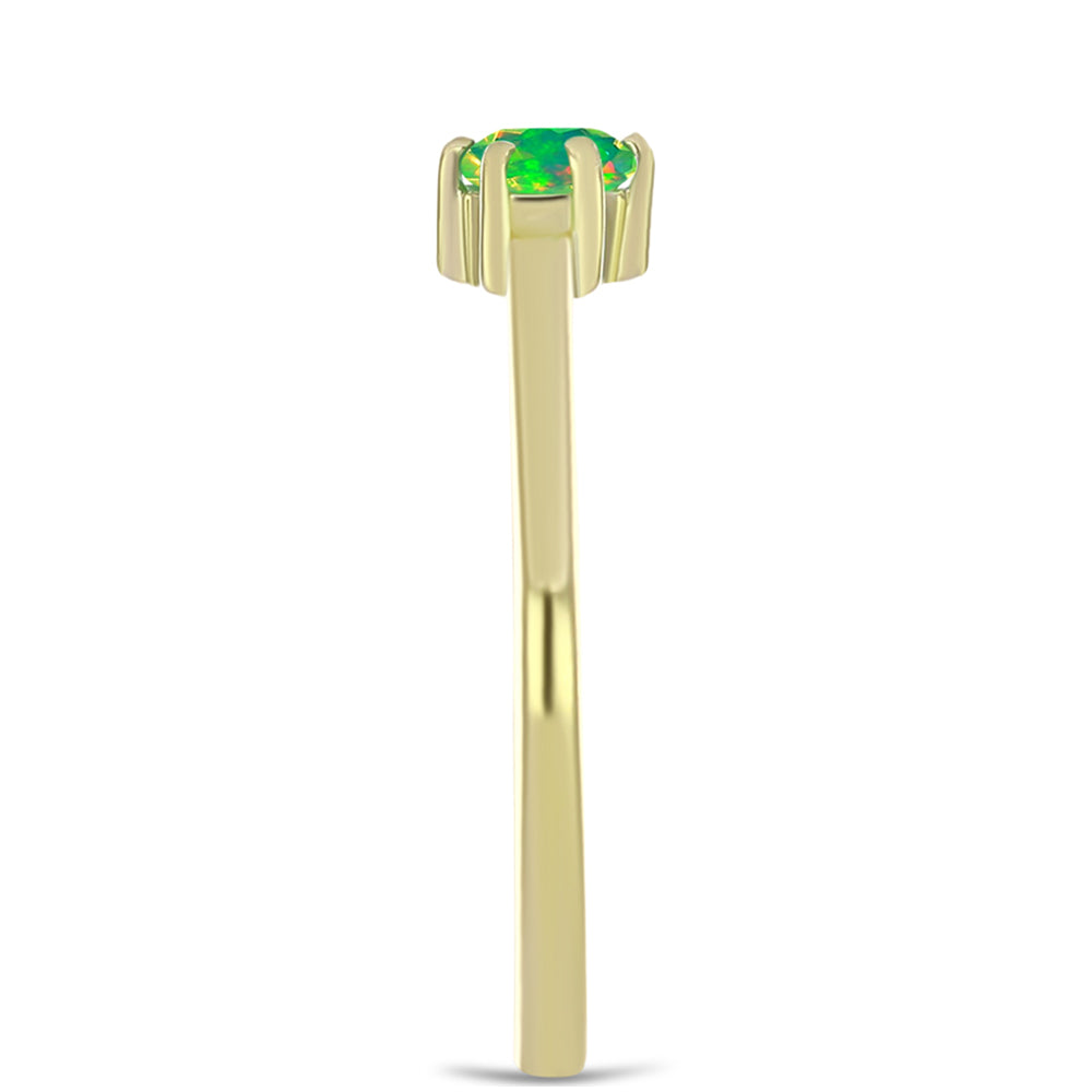 Anillo de Plata Bañada en Oro con Ópalo Verde Etíope de Lega Dembi 4 