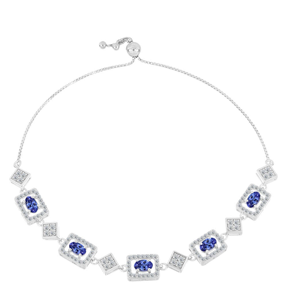 Pulsera de Plata con Tanzanita AAA y Topacio Blanco