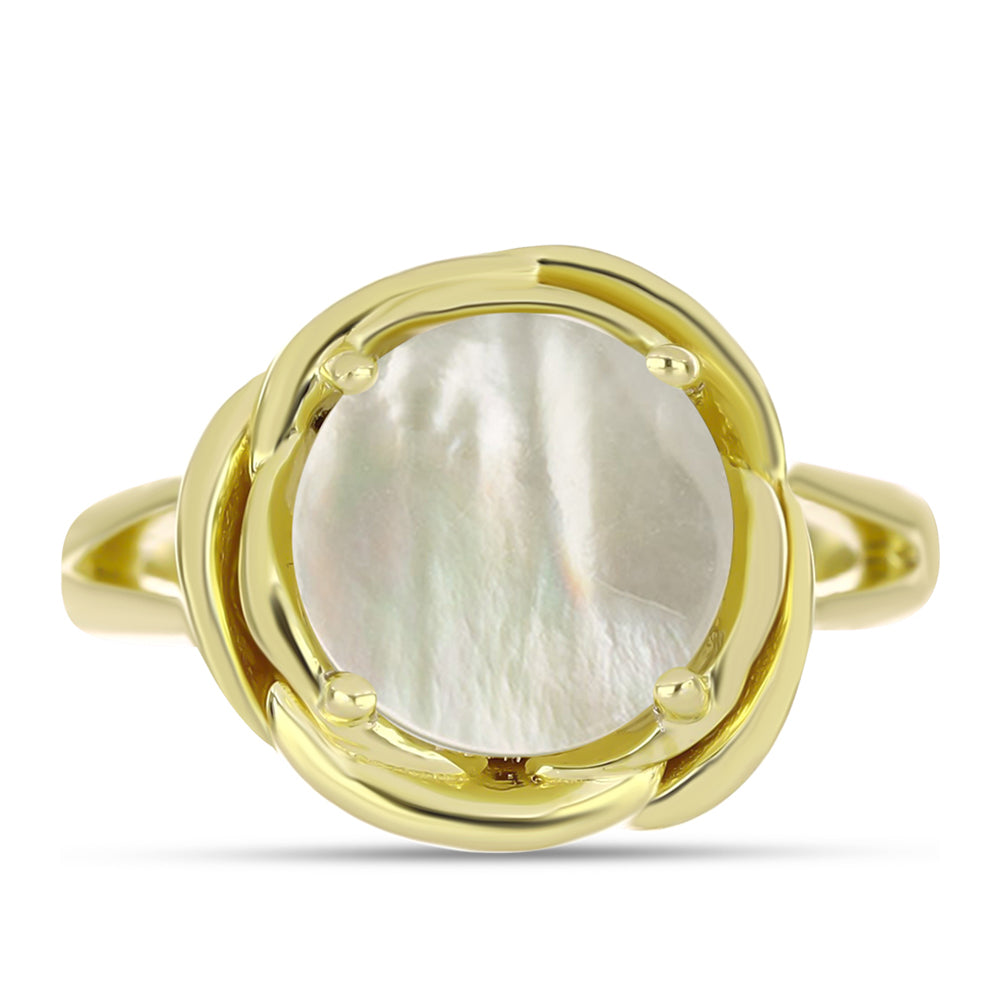 Anillo de Plata Bañada en Oro con Madreperla 1 