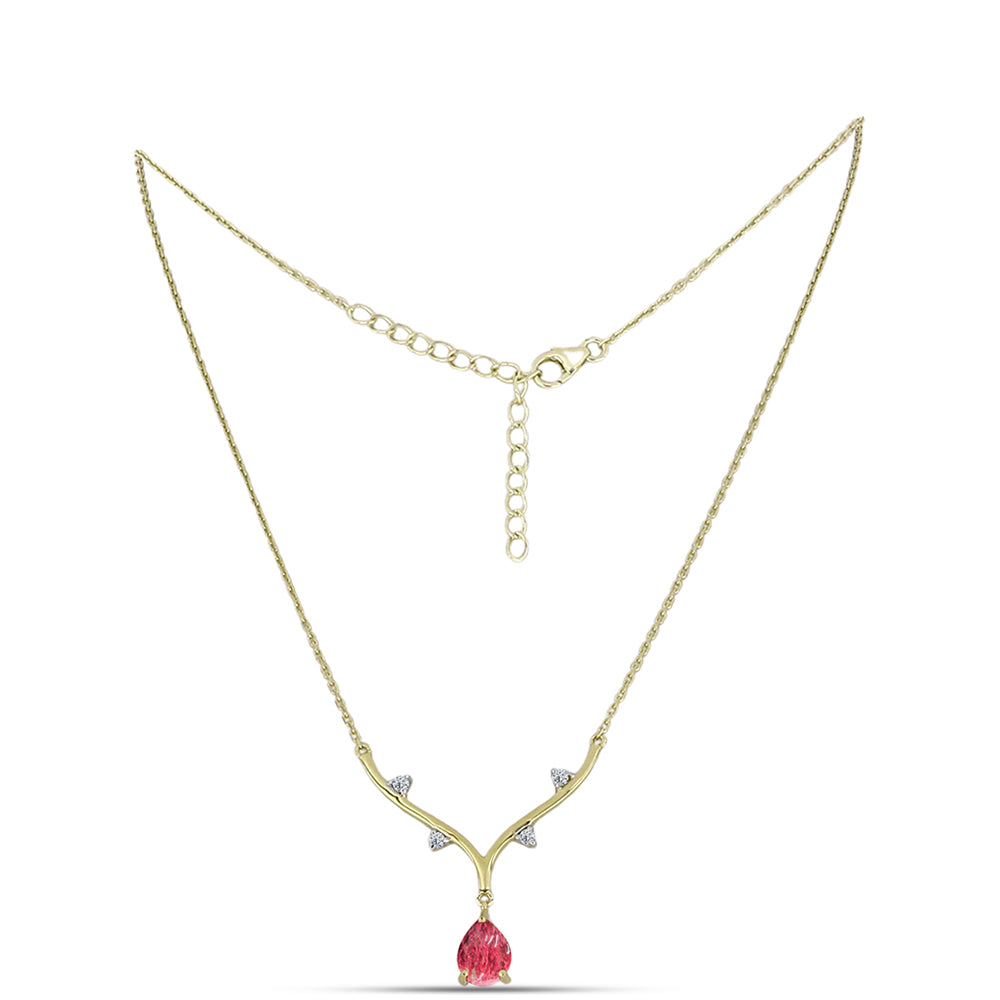 Collar de Plata Bañada en Oro con Thulita y Topacio Blanco 1 