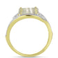 Anillo de Plata Bañada en Oro con Madreperla y Topacio Blanco