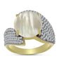 Anillo de Plata Bañada en Oro con Madreperla y Topacio Blanco