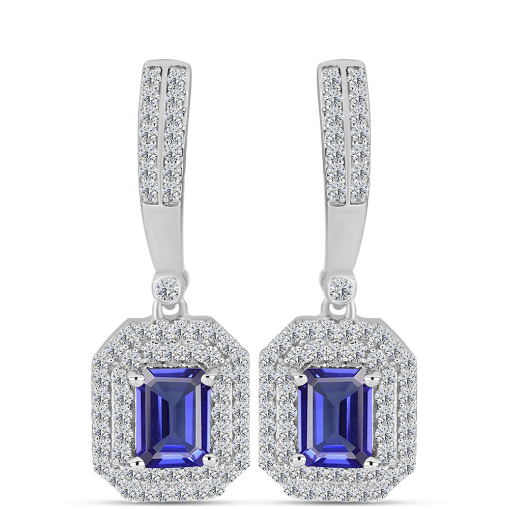 Pendientes de Plata con Tanzanita AAA y Topacio Blanco