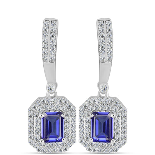 Pendientes de Plata con Tanzanita AAA y Topacio Blanco