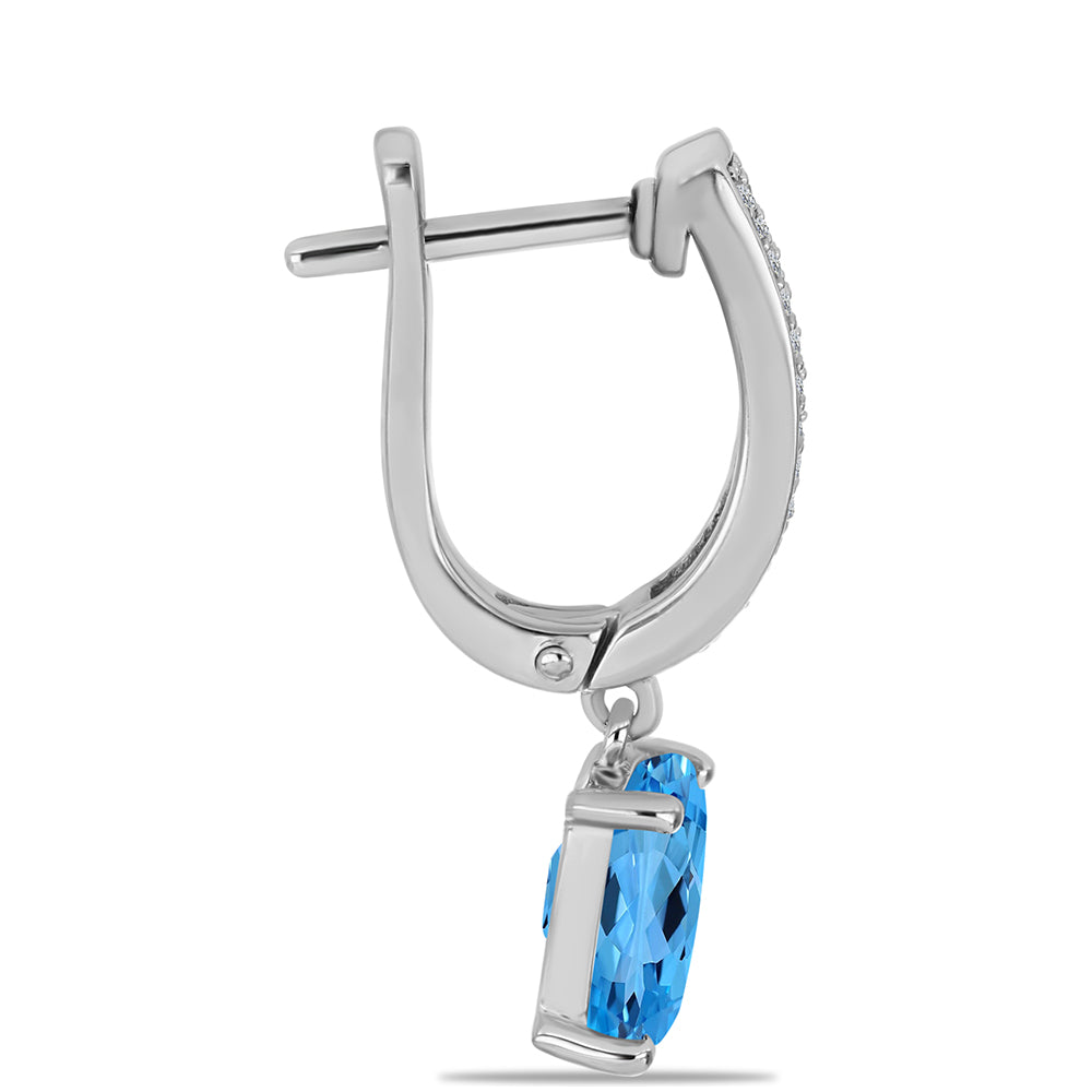 Pendientes de Plata con Topacio Azul Suizo y Topacio Blanco