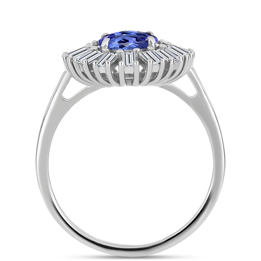 Anillo de Plata con Tanzanita AAA y Zircón Blanco 2 