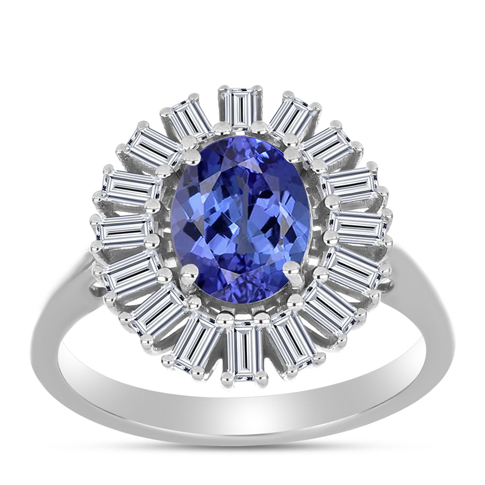 Anillo de Plata con Tanzanita AAA y Zircón Blanco 3 