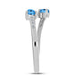 Anillo de Plata con Topacio Azul Suizo y Topacio Blanco