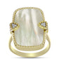 Anillo de Plata Bañada en Oro con Madreperla y Topacio Blanco
