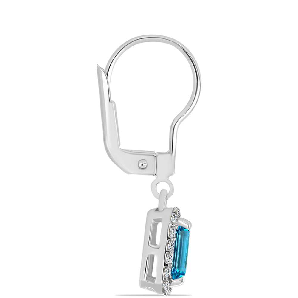 Pendientes de Plata con Topacio Azul Suizo y Topacio Blanco 2 