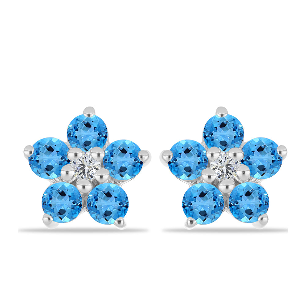 Pendientes de Plata con Topacio Azul Suizo y Topacio Blanco