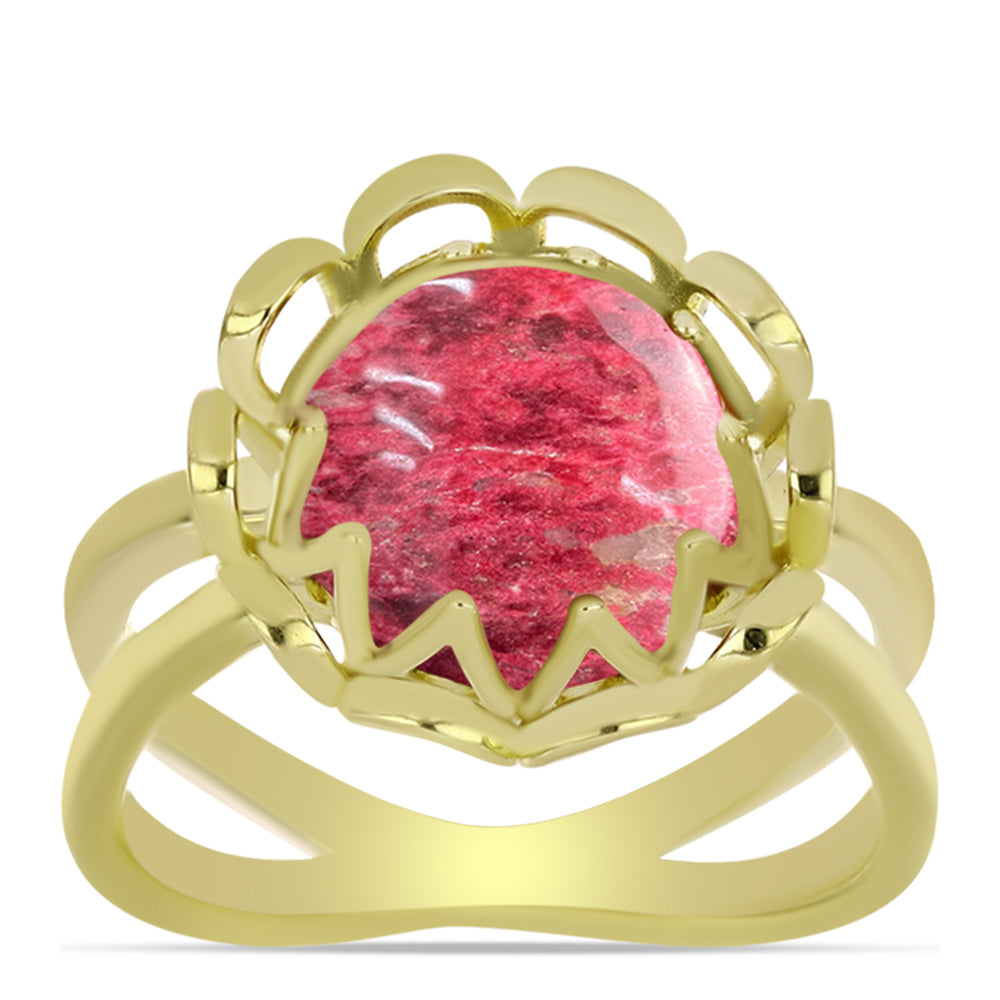 Anillo de Plata Bañada en Oro con Thulita