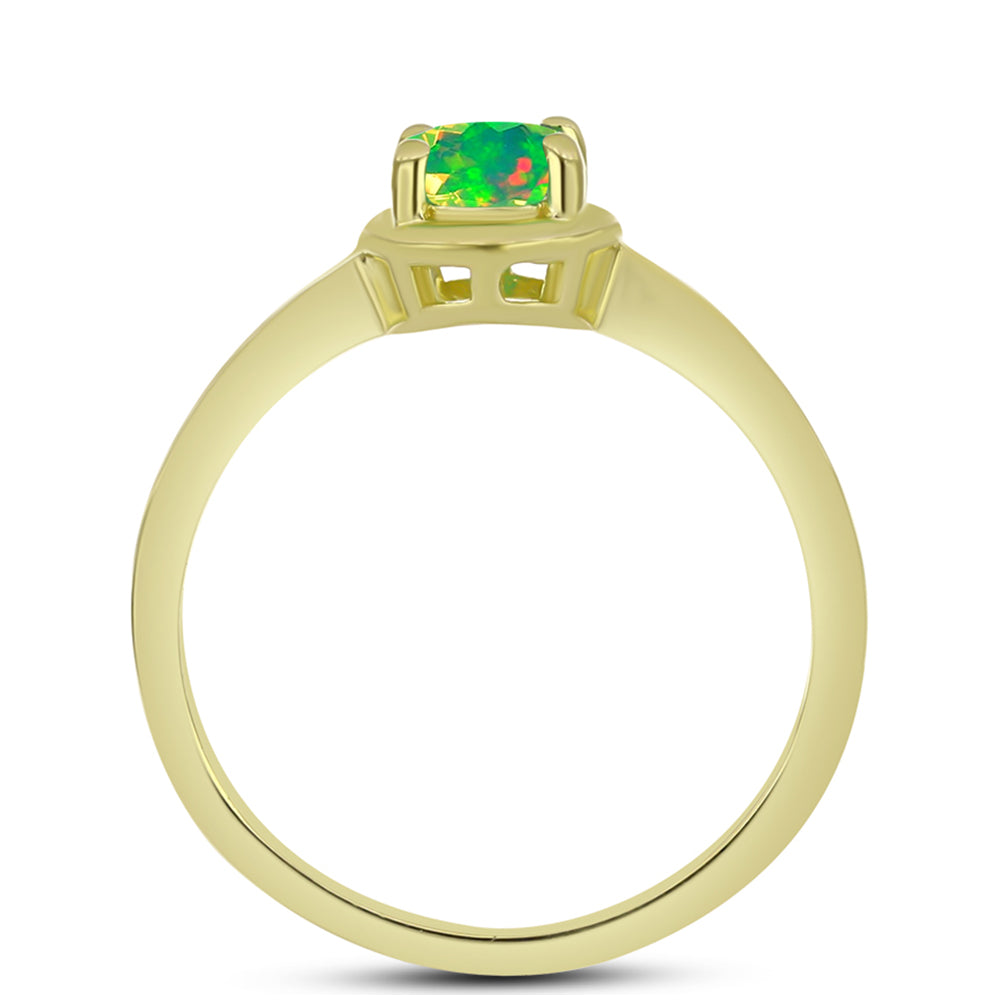 Anillo de Plata Bañada en Oro con Ópalo Verde Etíope de Lega Dembi 2 