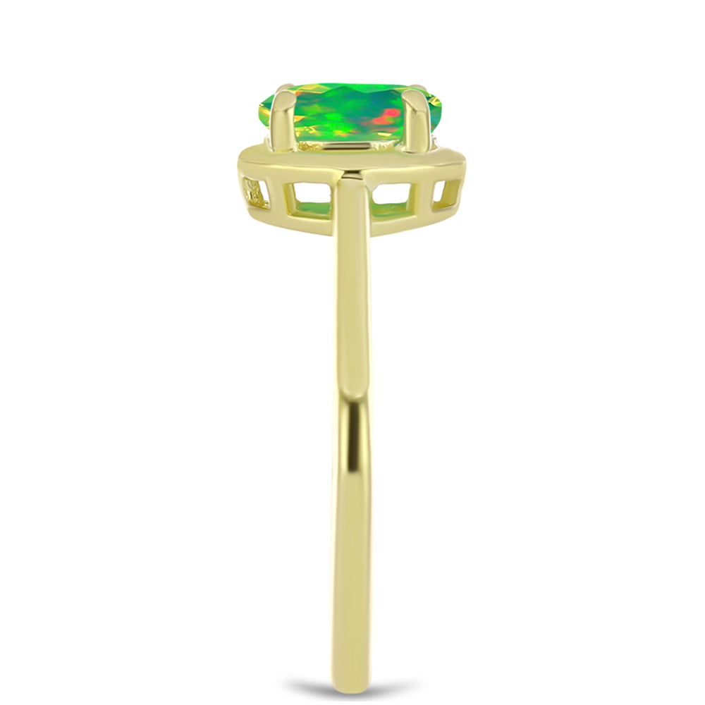 Anillo de Plata Bañada en Oro con Ópalo Verde Etíope de Lega Dembi 4 