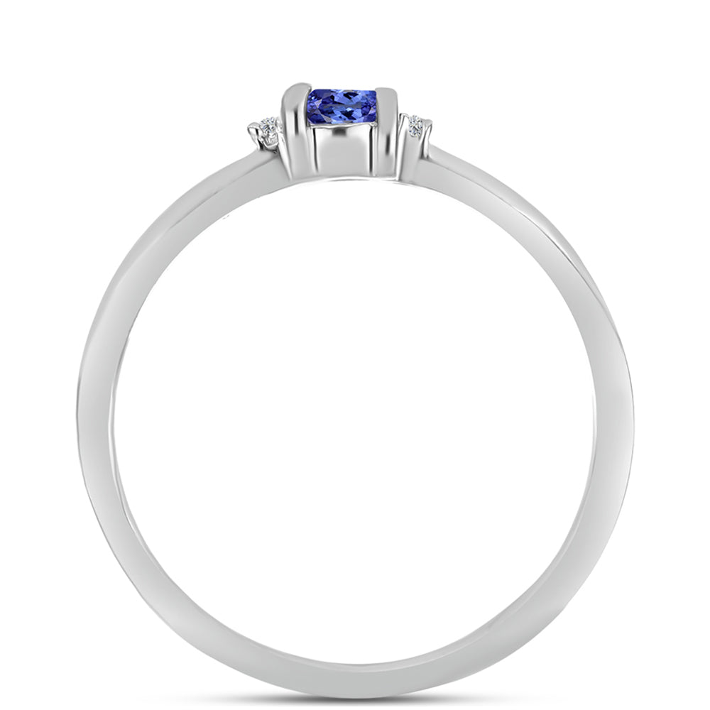 Anillo de Plata con Tanzanita AAA y Topacio Blanco