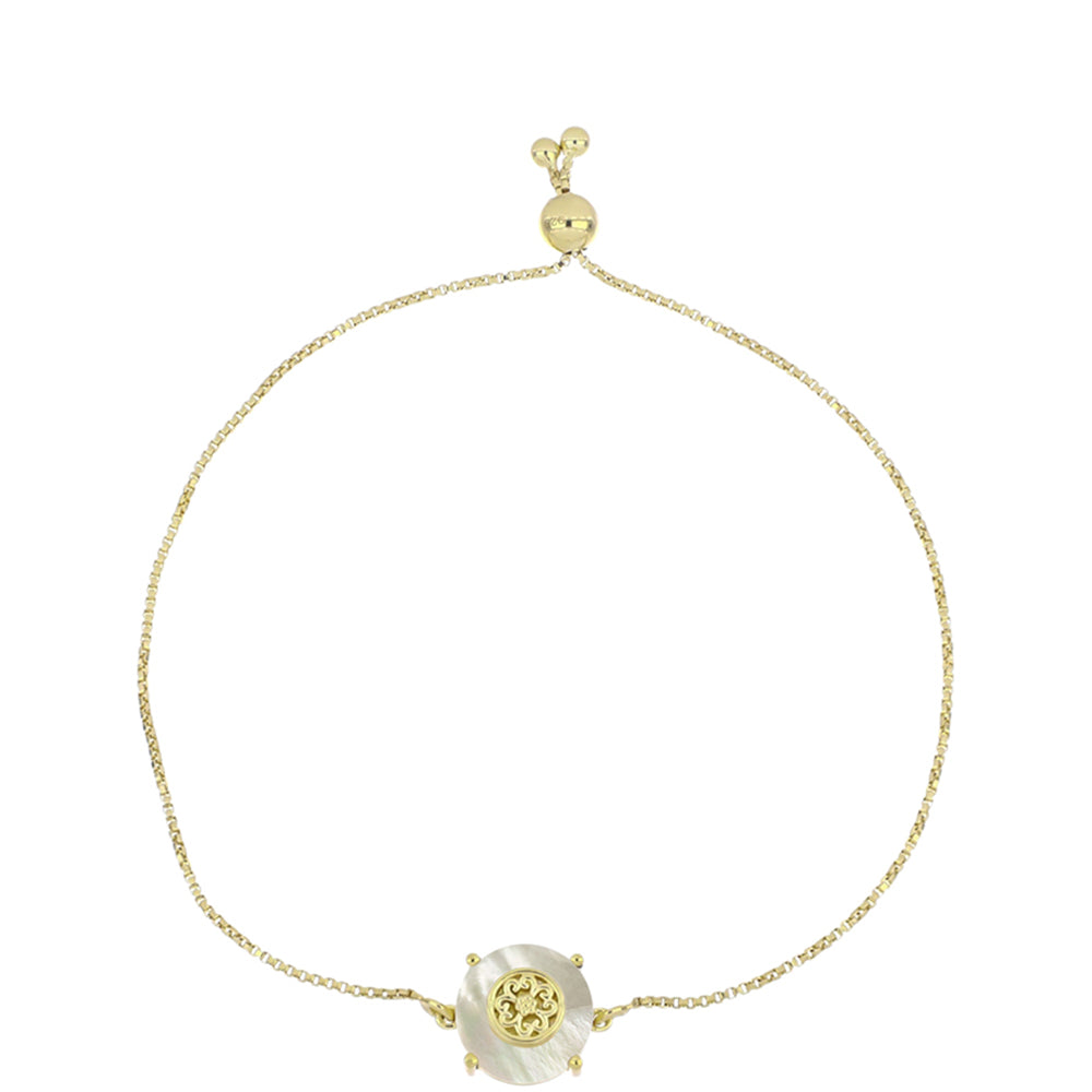 Pulsera de Plata Bañada en Oro con Madreperla