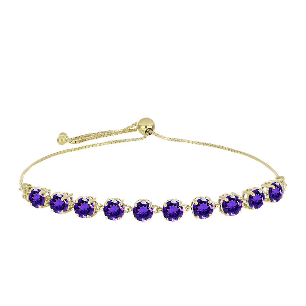 Pulsera de Plata Bañada en Oro con Amatista de Marruecos y Topacio Blanco