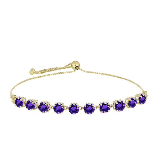 Pulsera de Plata Bañada en Oro con Amatista de Marruecos y Topacio Blanco