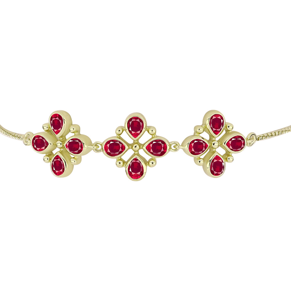 Pulsera de Plata Bañada en Oro con Rubí de Madagascar 2 