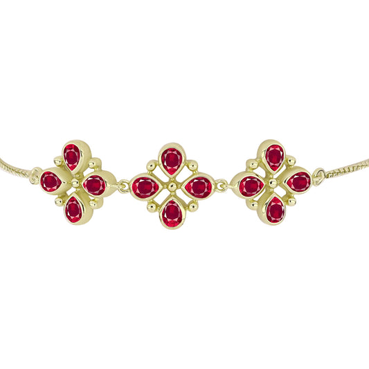 Pulsera de Plata Bañada en Oro con Rubí de Madagascar