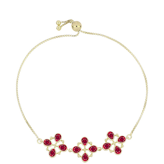 Pulsera de Plata Bañada en Oro con Rubí de Madagascar