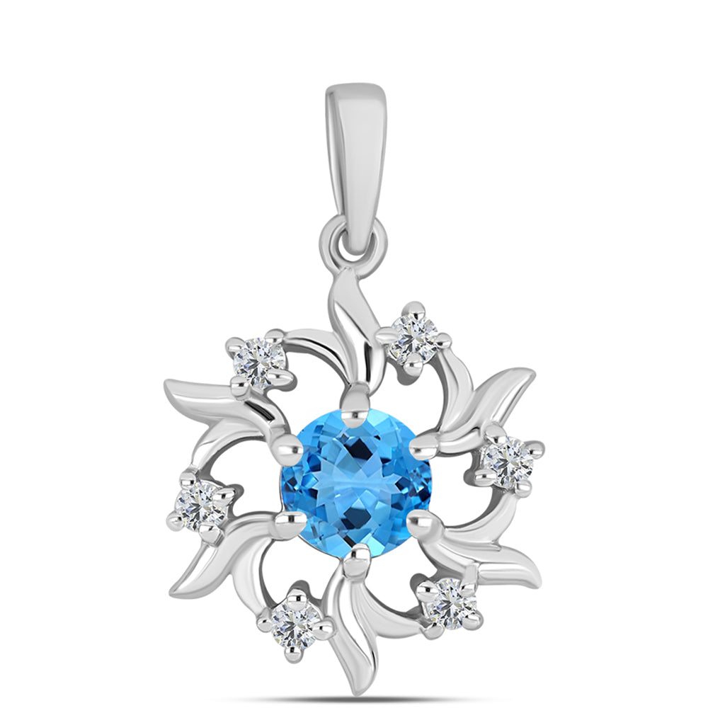 Colgante de Plata con Topacio Azul Suizo y Topacio Blanco