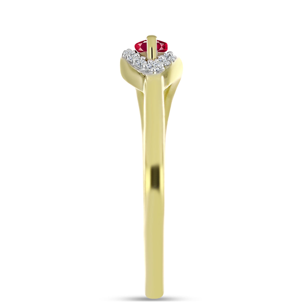 Anillo de Plata Bañada en Oro con Rubí de Madagascar y Topacio Blanco